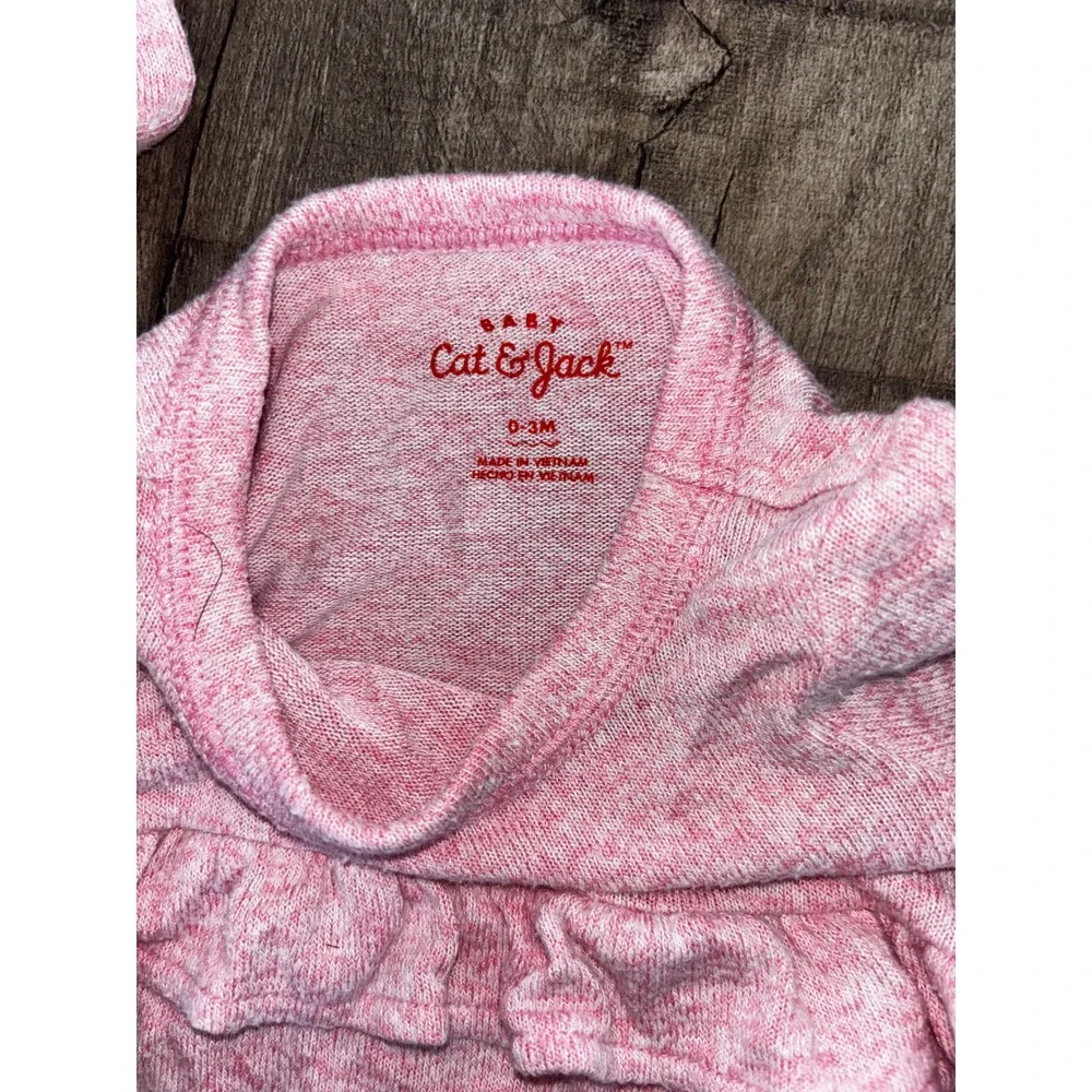 Cat & Jack Baby Girls Pink Heathered‎ Ruffle Long Sleeve Romper 0-3M